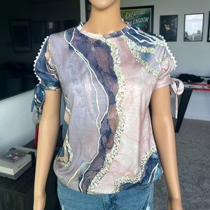 Ladies marble printed top